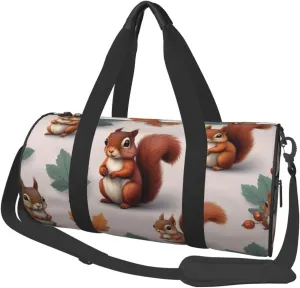 Cute Squirrels Printed Travel Bag,Round Personal Item Storage bag,Foldie Duffel Bag for Traveling Vacation,Fitness,Sports