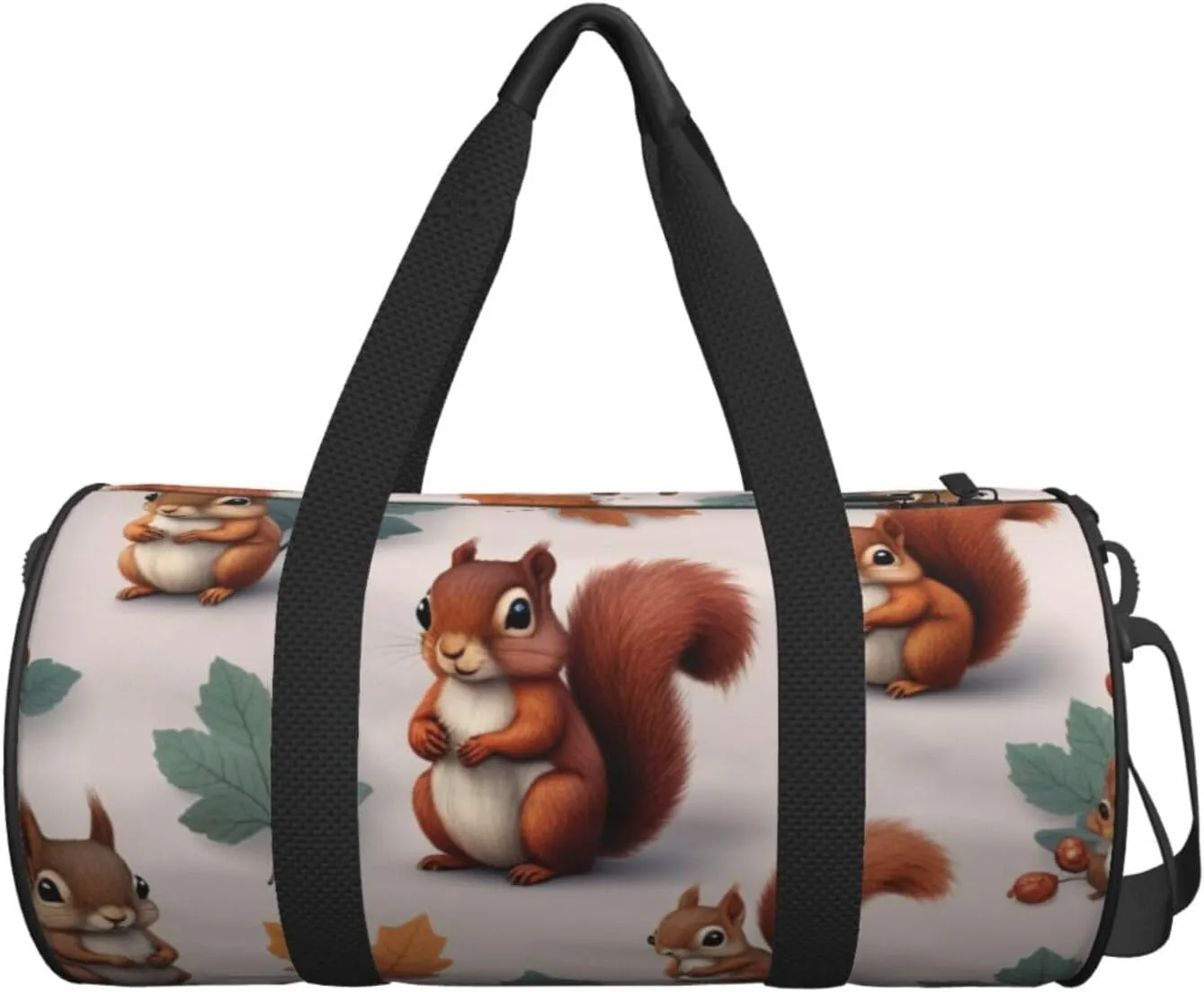 Cute Squirrels Printed Travel Bag,Round Personal Item Storage bag,Foldie Duffel Bag for Traveling Vacation,Fitness,Sports