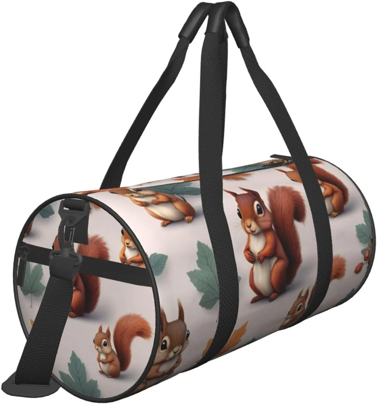 Cute Squirrels Printed Travel Bag,Round Personal Item Storage bag,Foldie Duffel Bag for Traveling Vacation,Fitness,Sports
