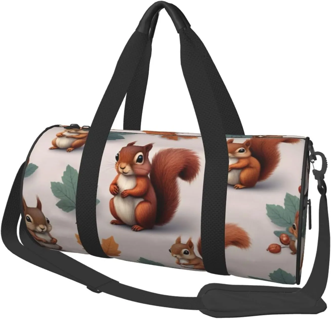 Cute Squirrels Printed Travel Bag,Round Personal Item Storage bag,Foldie Duffel Bag for Traveling Vacation,Fitness,Sports