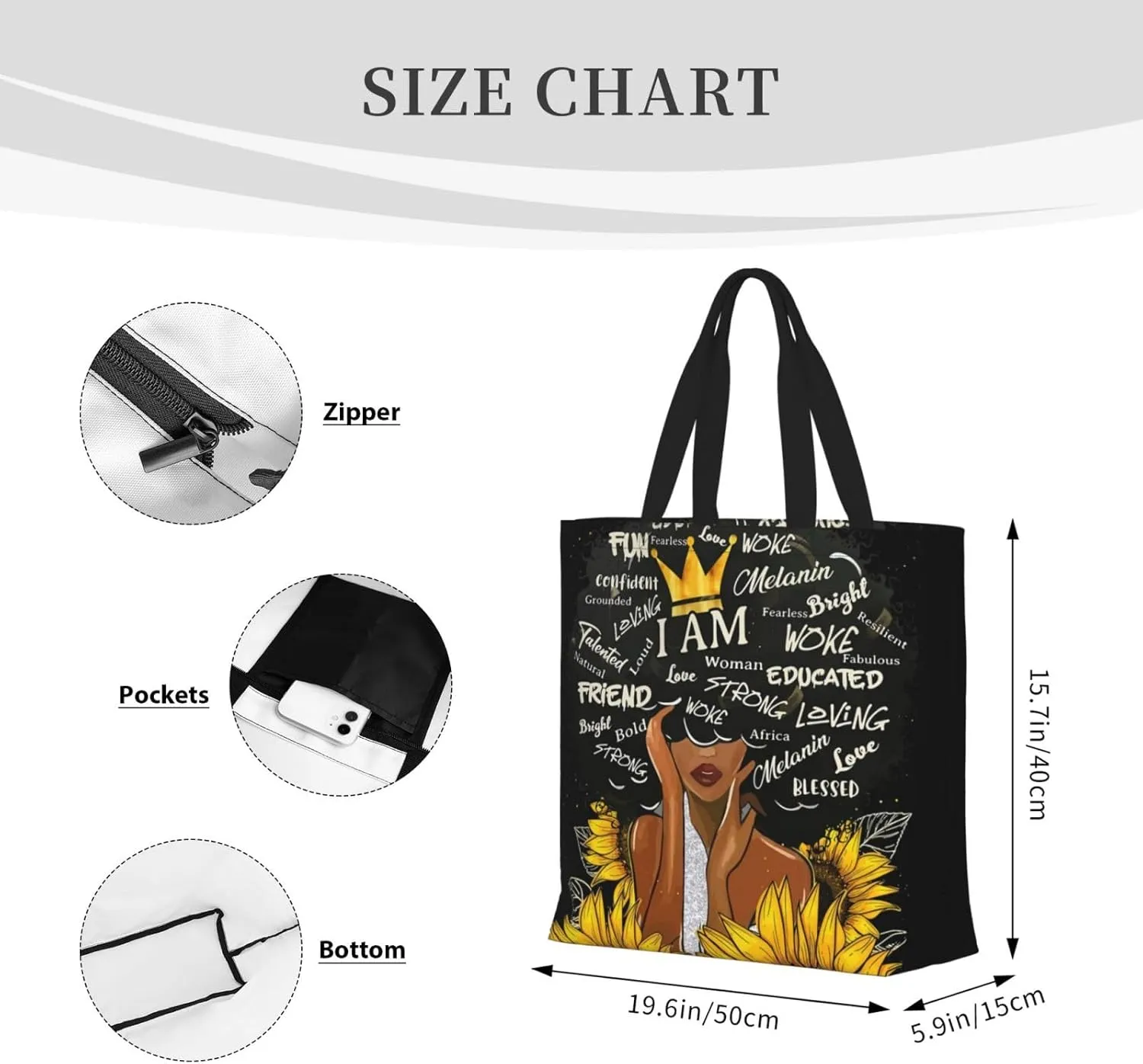 Cute Tote Bags for Women - Black African Gift Bag