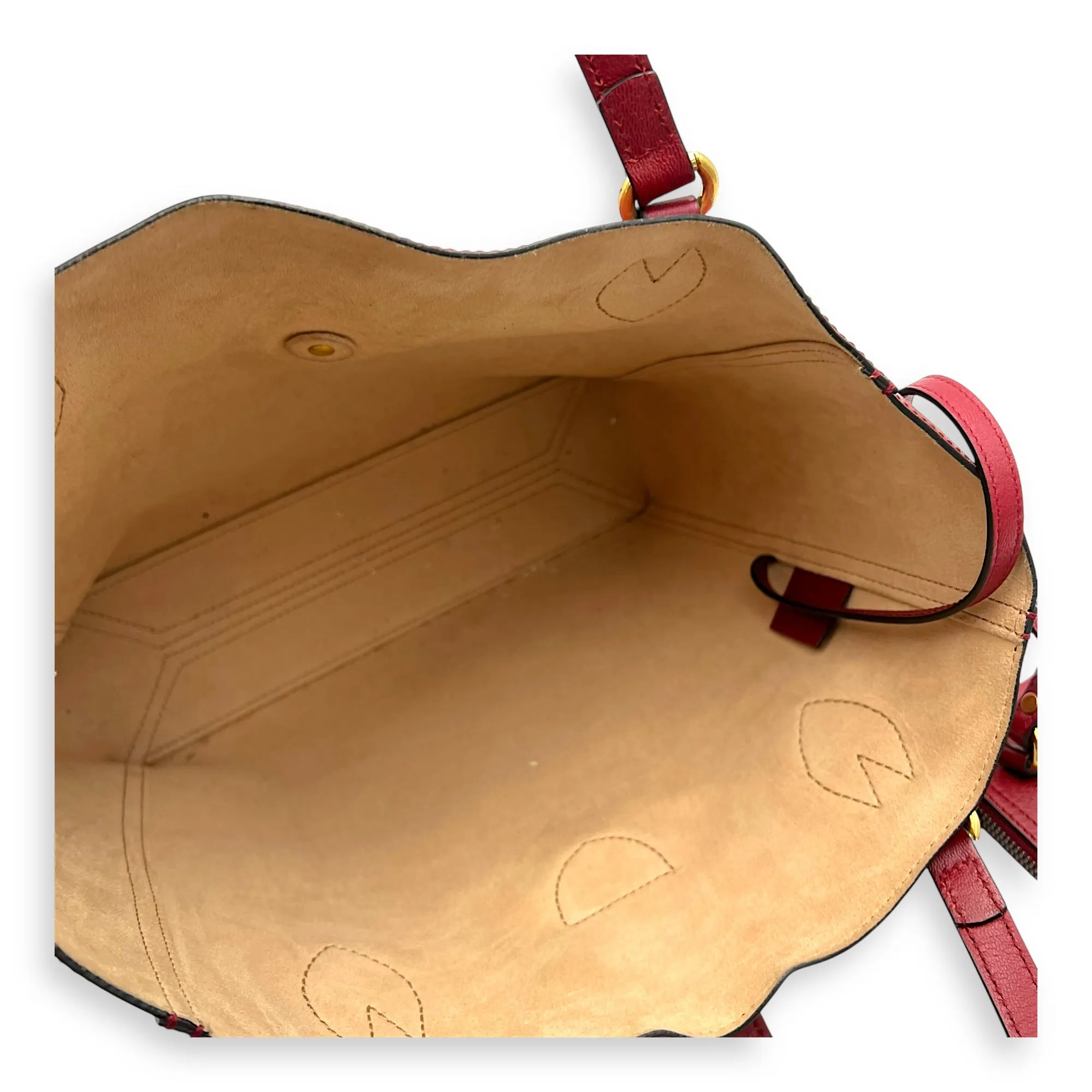 Dahlia Red Tote Bag in Calfskin, Gold hardware