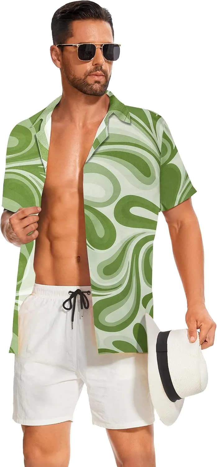 Demoking Vintage Shirts for Men Tie Dye Hippie Funny Hawaiian Shirt Button Down Shirts