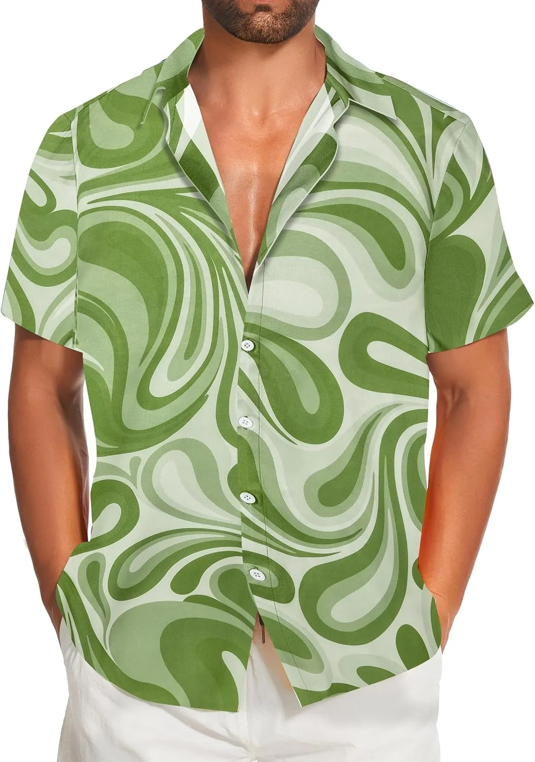 Demoking Vintage Shirts for Men Tie Dye Hippie Funny Hawaiian Shirt Button Down Shirts