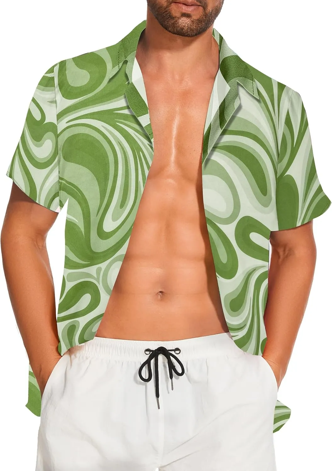 Demoking Vintage Shirts for Men Tie Dye Hippie Funny Hawaiian Shirt Button Down Shirts