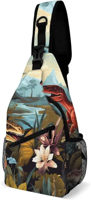 Dinosaur Era Crossbody Sling Bags Shoulder Backpack Chest DayPack Handbag