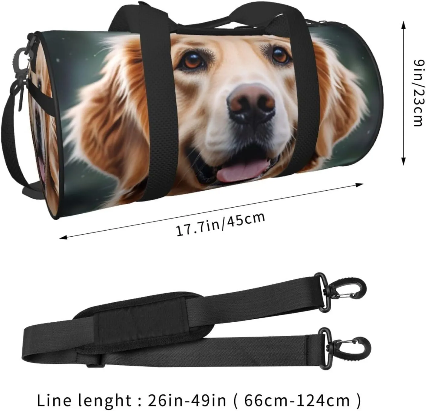 dog golden retriever Printed Travel Bag,Round Personal Item Storage bag,Foldie Duffel Bag for Traveling Vacation,Fitness,Sports