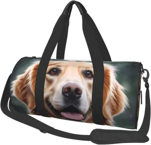 dog golden retriever Printed Travel Bag,Round Personal Item Storage bag,Foldie Duffel Bag for Traveling Vacation,Fitness,Sports