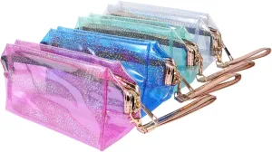 DOITOOL 4pcs Transparent Cosmetic Bag Travel Makeup Bag Travel Bags Storage Pouch Make up Lady Bags, Assorted Color 1, 18X10cm