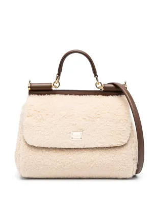Dolce & Gabbana Sicily Shearling Large Tote Bag