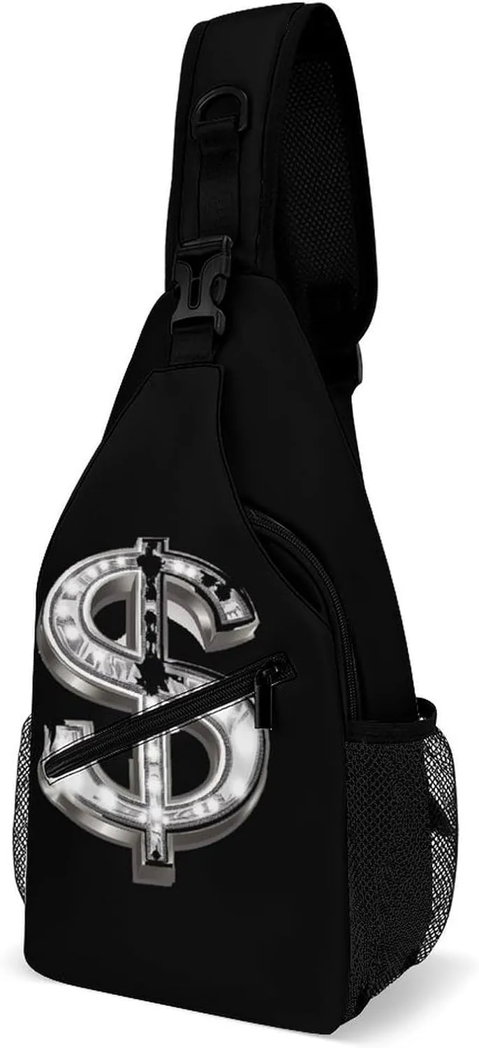 Dollar Bill Dollar Sign Sling Backpack Multipurpose Crossbody Shoulder Bags Travel Chest Bag Hiking Daypack