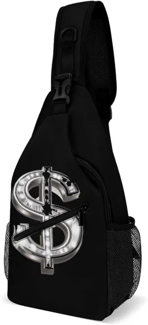 Dollar Bill Dollar Sign Sling Backpack Multipurpose Crossbody Shoulder Bags Travel Chest Bag Hiking Daypack