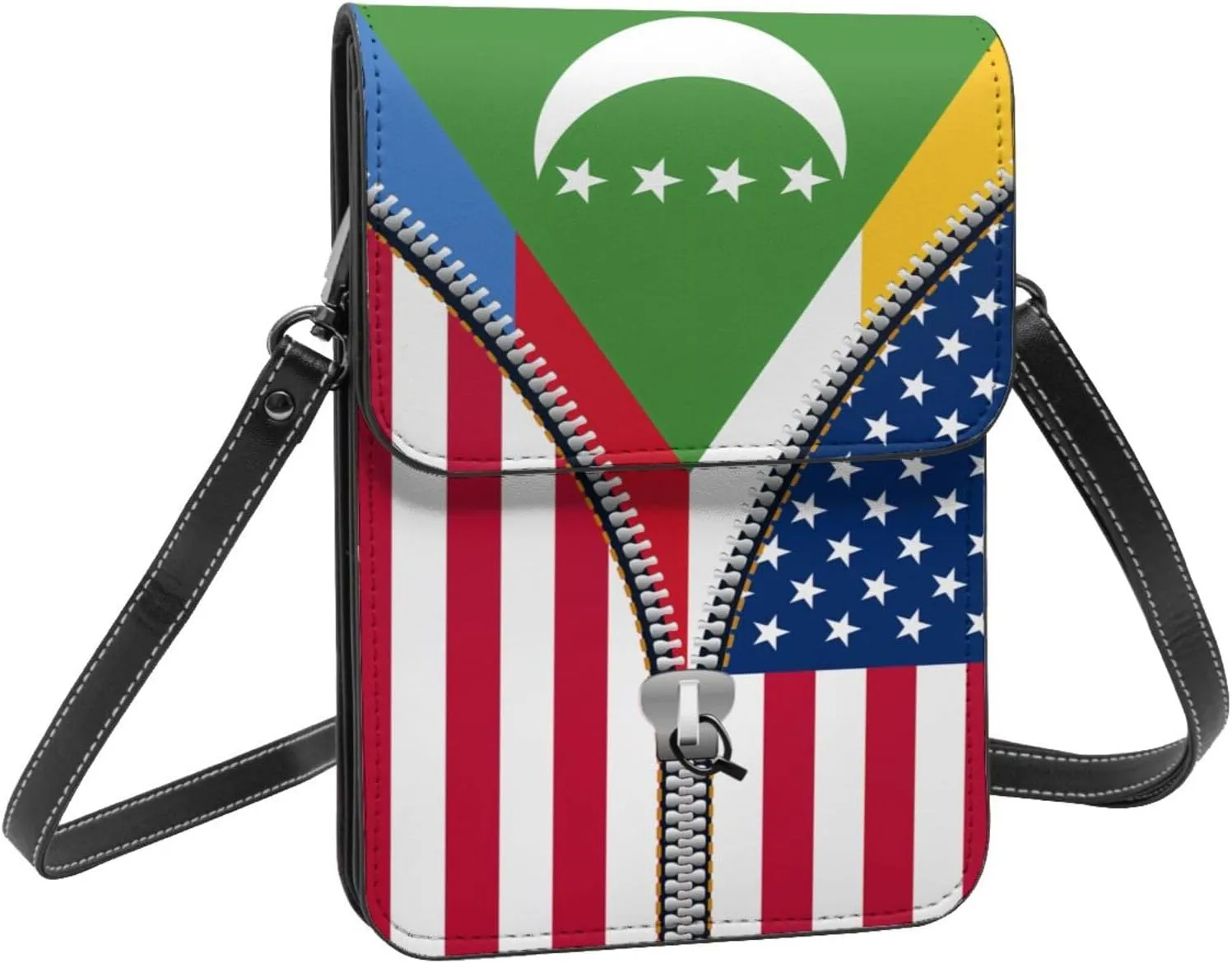 Dominican Republic America Flag Printed Zipper Small Crossbody Purse Cell Phone Bag for Women