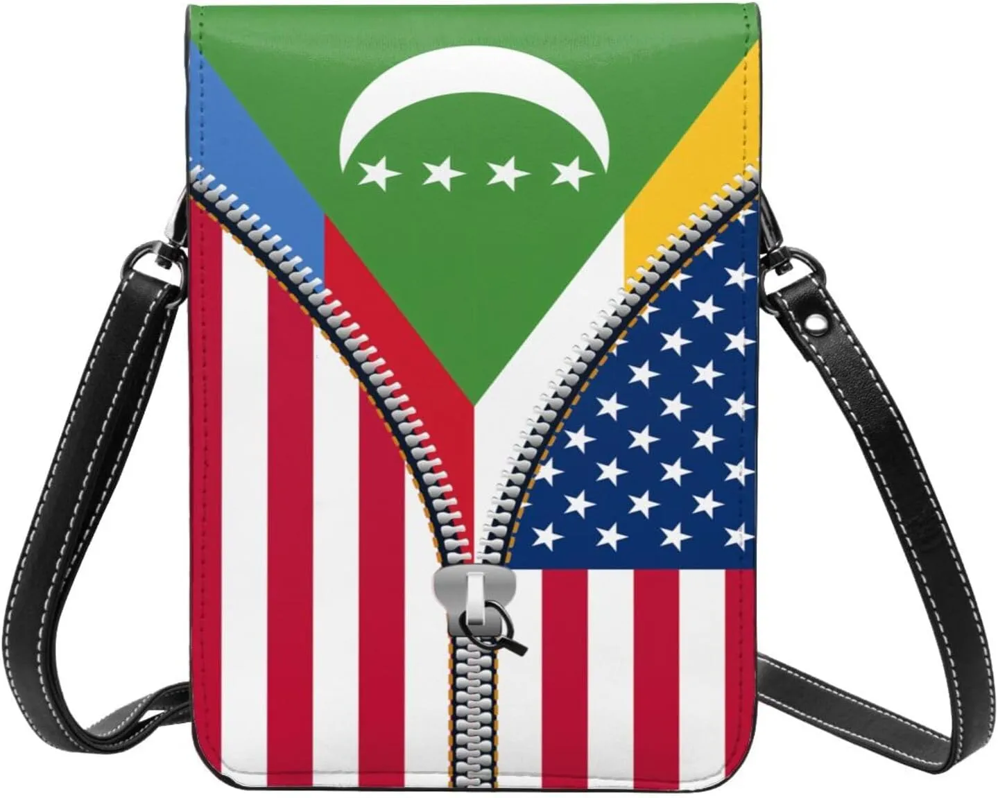 Dominican Republic America Flag Printed Zipper Small Crossbody Purse Cell Phone Bag for Women