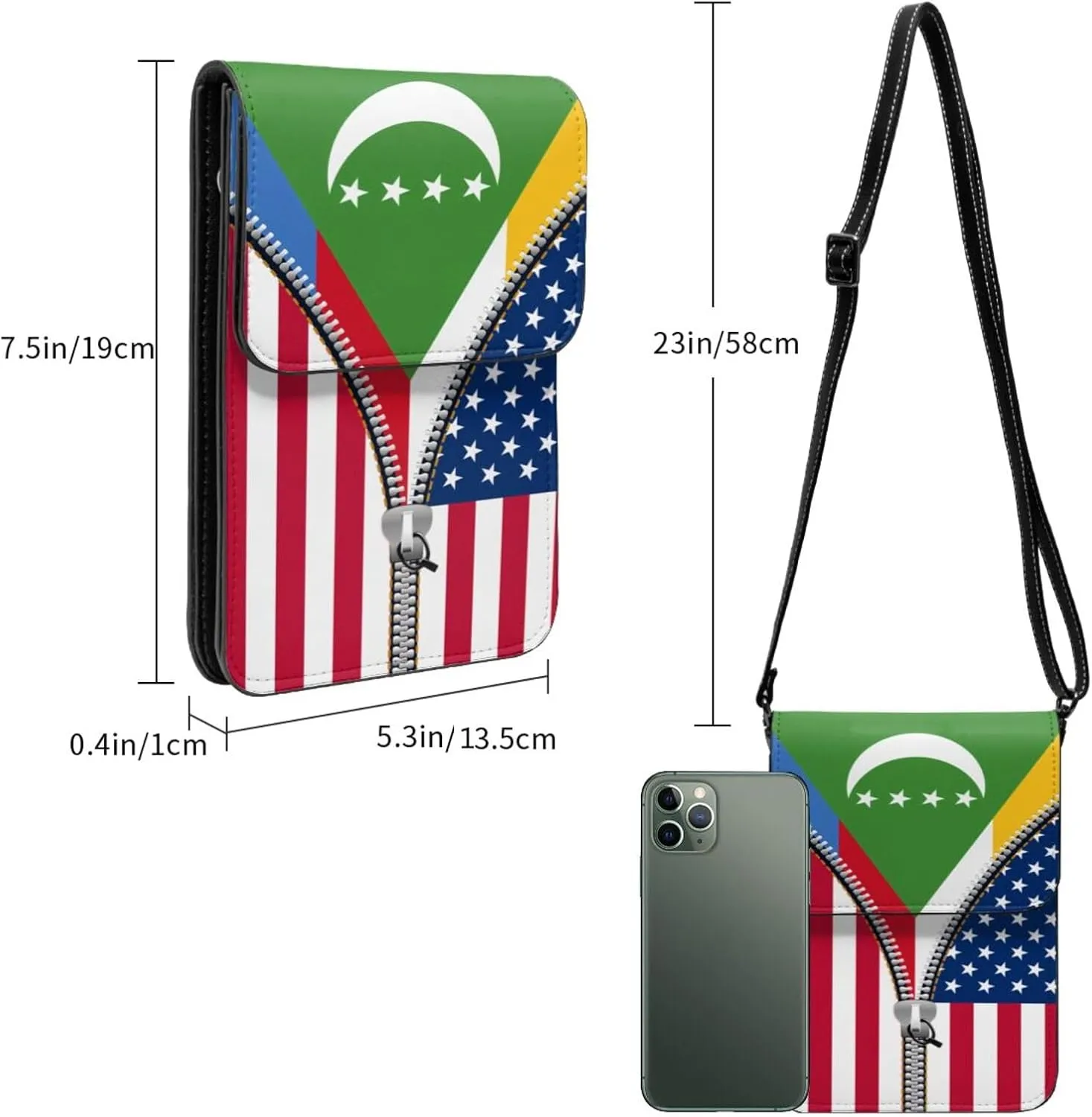 Dominican Republic America Flag Printed Zipper Small Crossbody Purse Cell Phone Bag for Women