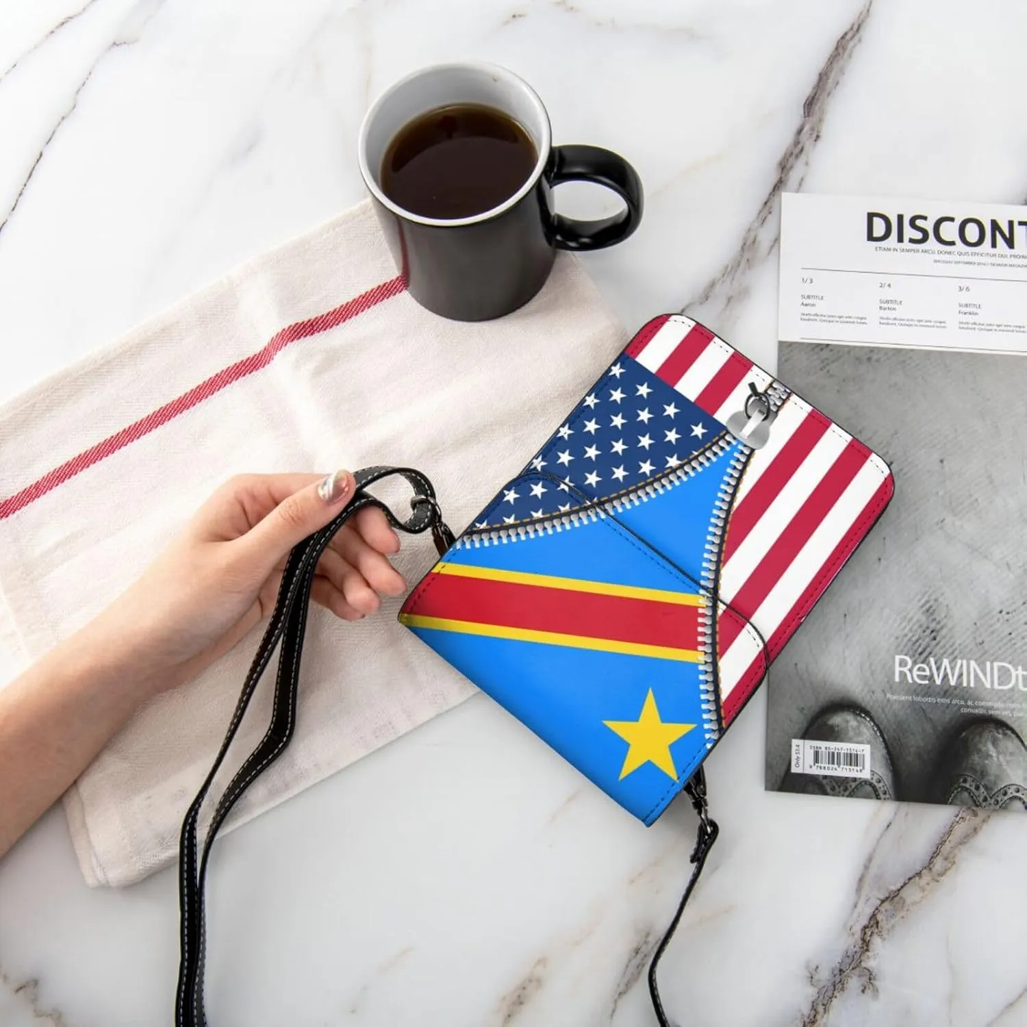 Dominican Republic America Flag Printed Zipper Small Crossbody Purse Cell Phone Bag for Women