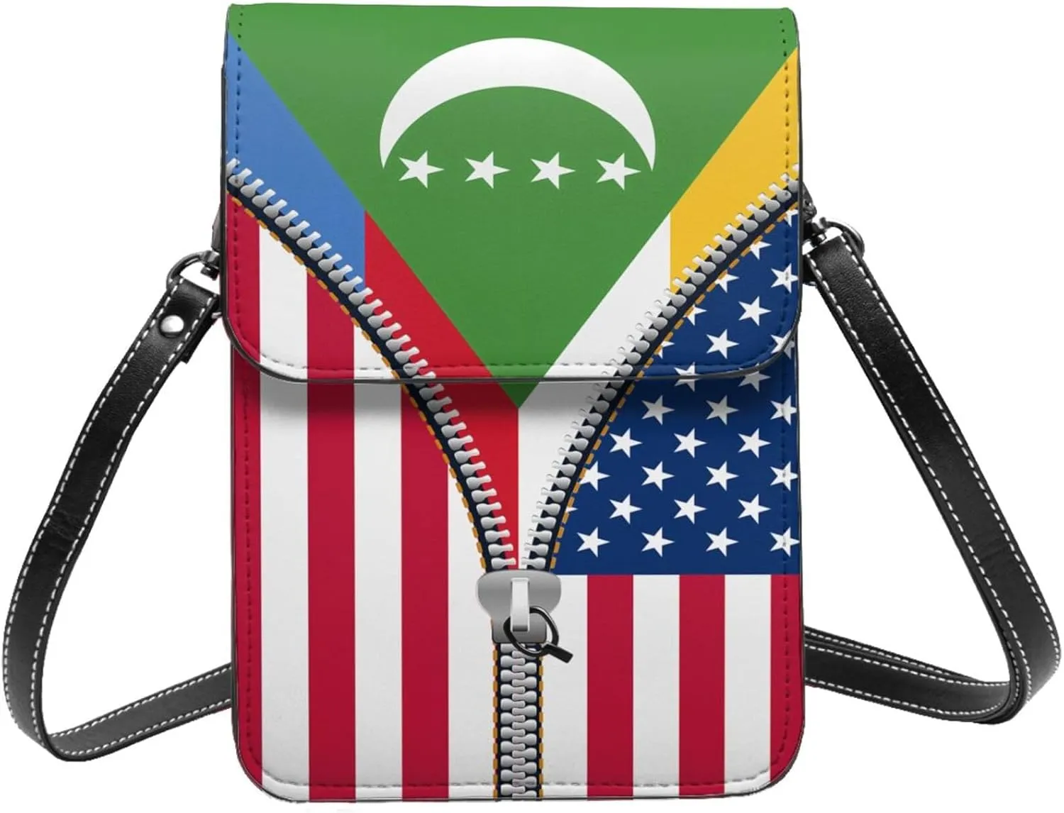 Dominican Republic America Flag Printed Zipper Small Crossbody Purse Cell Phone Bag for Women