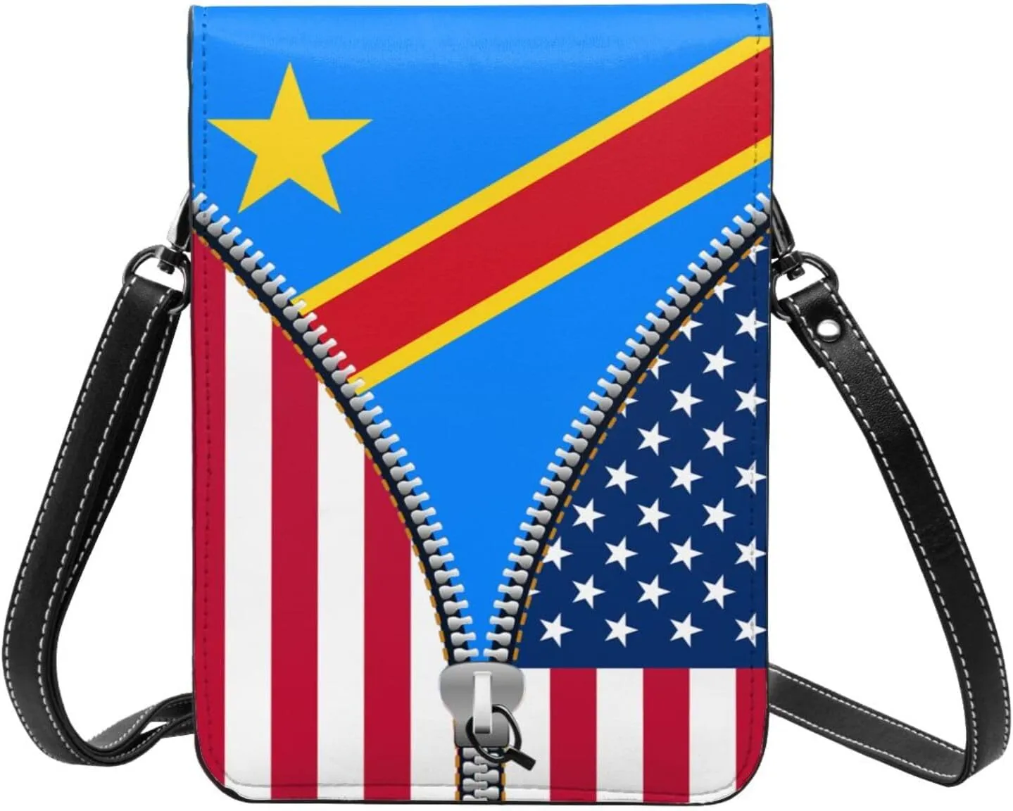 Dominican Republic America Flag Printed Zipper Small Crossbody Purse Cell Phone Bag for Women