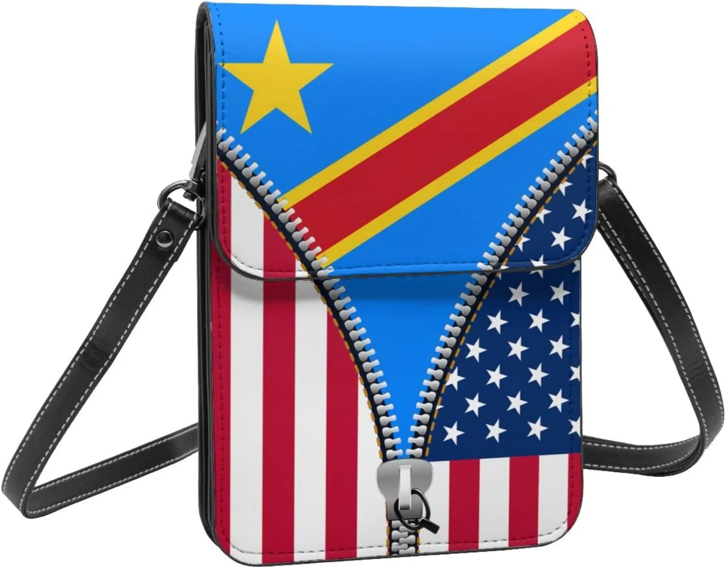 Dominican Republic America Flag Printed Zipper Small Crossbody Purse Cell Phone Bag for Women