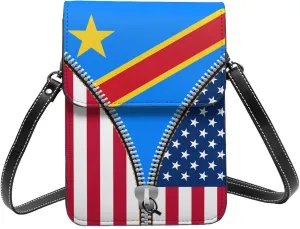 Dominican Republic America Flag Printed Zipper Small Crossbody Purse Cell Phone Bag for Women
