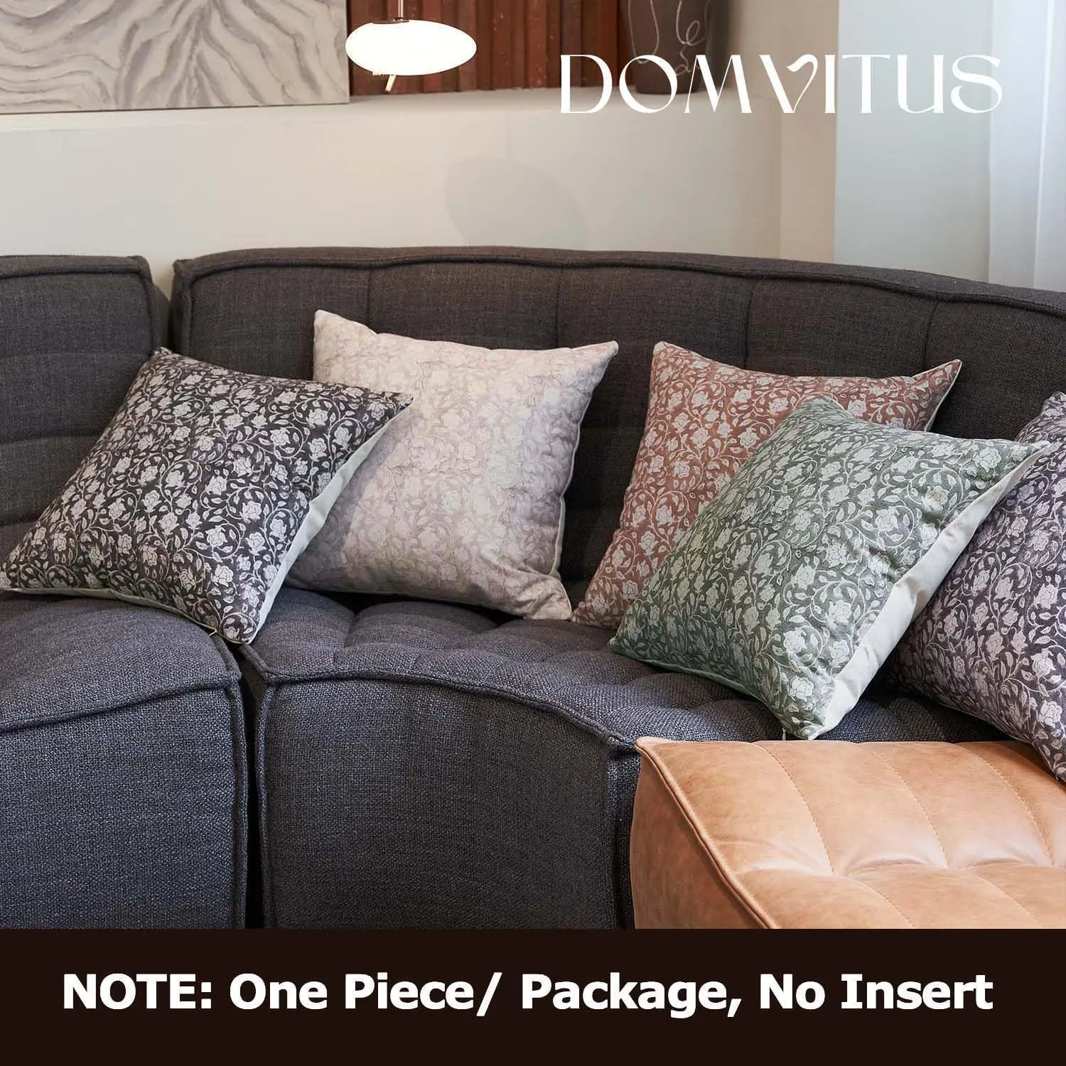DOMVITUS Floral Pillow Covers 20x20, Throw Pillows for Couch, Floral Print Pillow Cover, Decorative Neutral Accent Throw Pillow Covers for Living Room, 1PC, Black