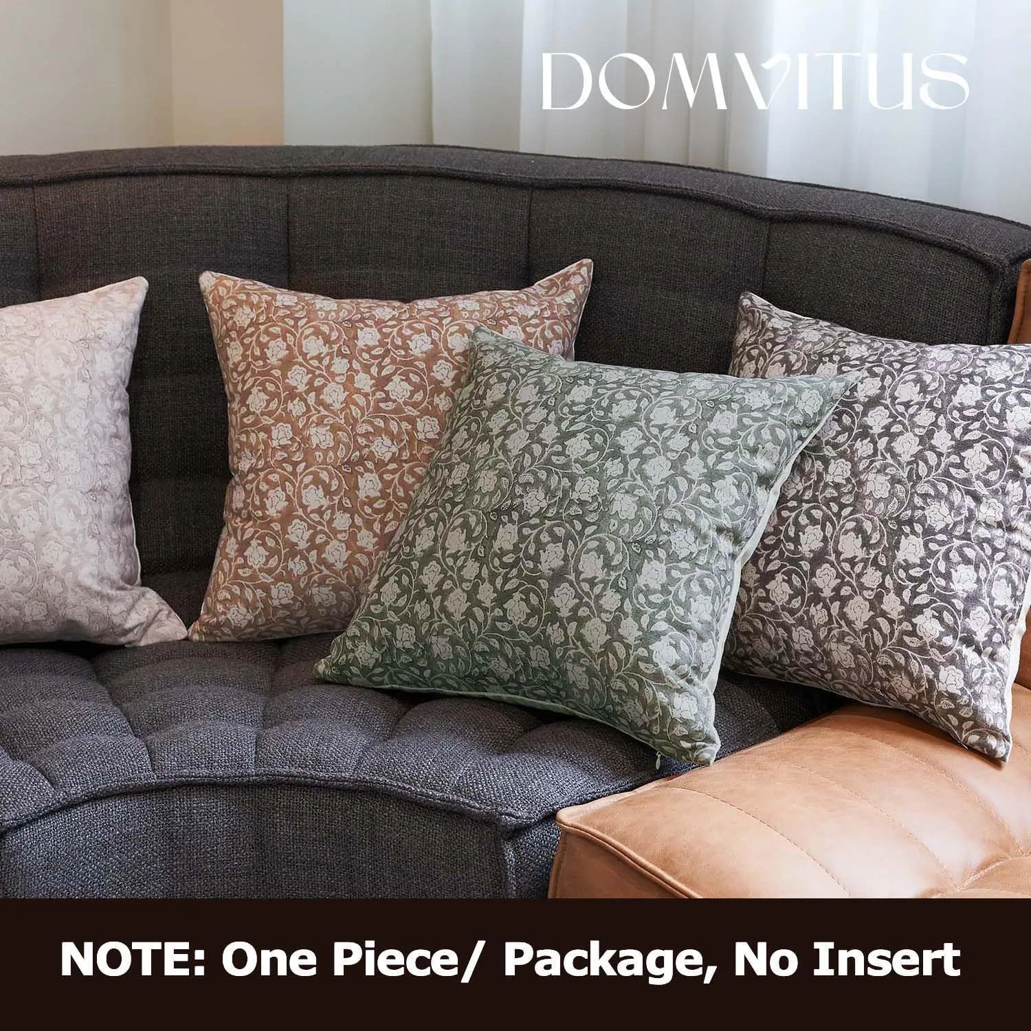 DOMVITUS Floral Pillow Covers 20x20, Throw Pillows for Couch, Floral Print Pillow Cover, Decorative Neutral Accent Throw Pillow Covers for Living Room, 1PC, Taupe