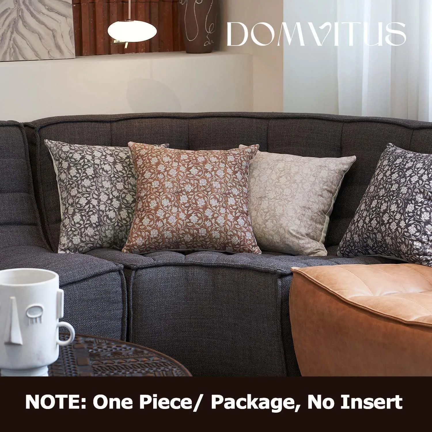 DOMVITUS Floral Pillow Covers 20x20, Throw Pillows for Couch, Floral Print Pillow Cover, Decorative Neutral Accent Throw Pillow Covers for Living Room, 1PC, Taupe