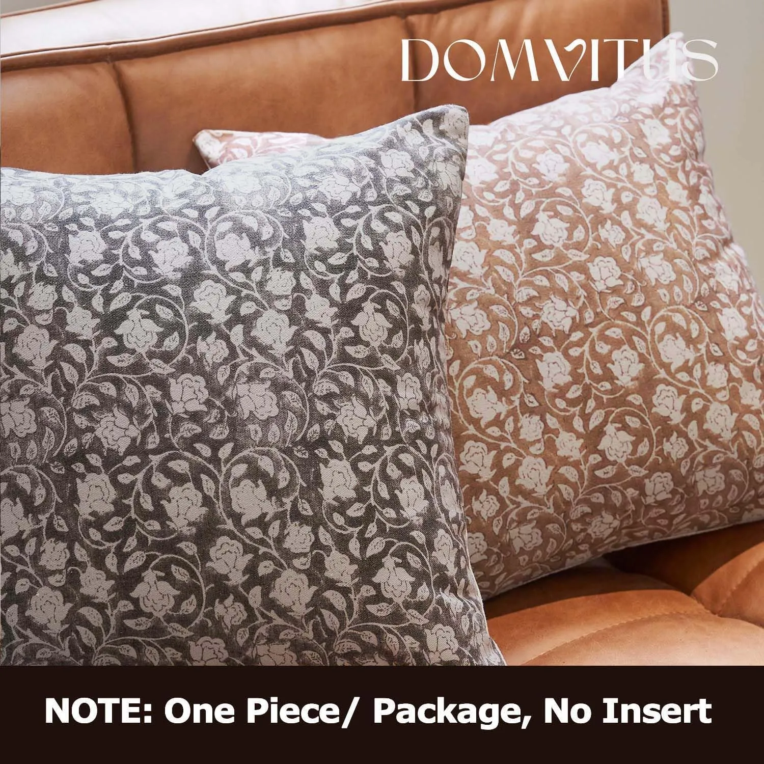 DOMVITUS Floral Pillow Covers 20x20, Throw Pillows for Couch, Floral Print Pillow Cover, Decorative Neutral Accent Throw Pillow Covers for Living Room, 1PC, Taupe
