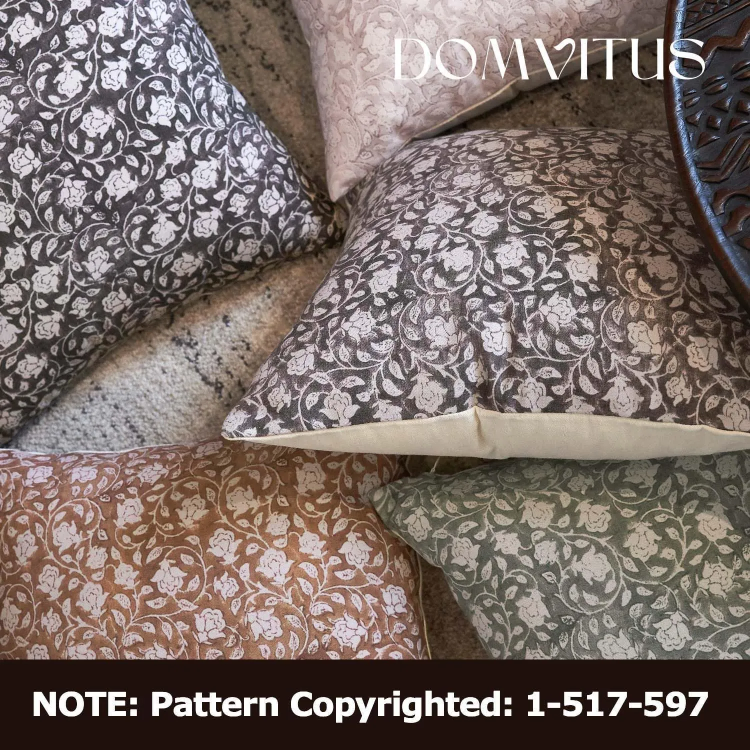 DOMVITUS Floral Pillow Covers 20x20, Throw Pillows for Couch, Floral Print Pillow Cover, Decorative Neutral Accent Throw Pillow Covers for Living Room, 1PC, Taupe