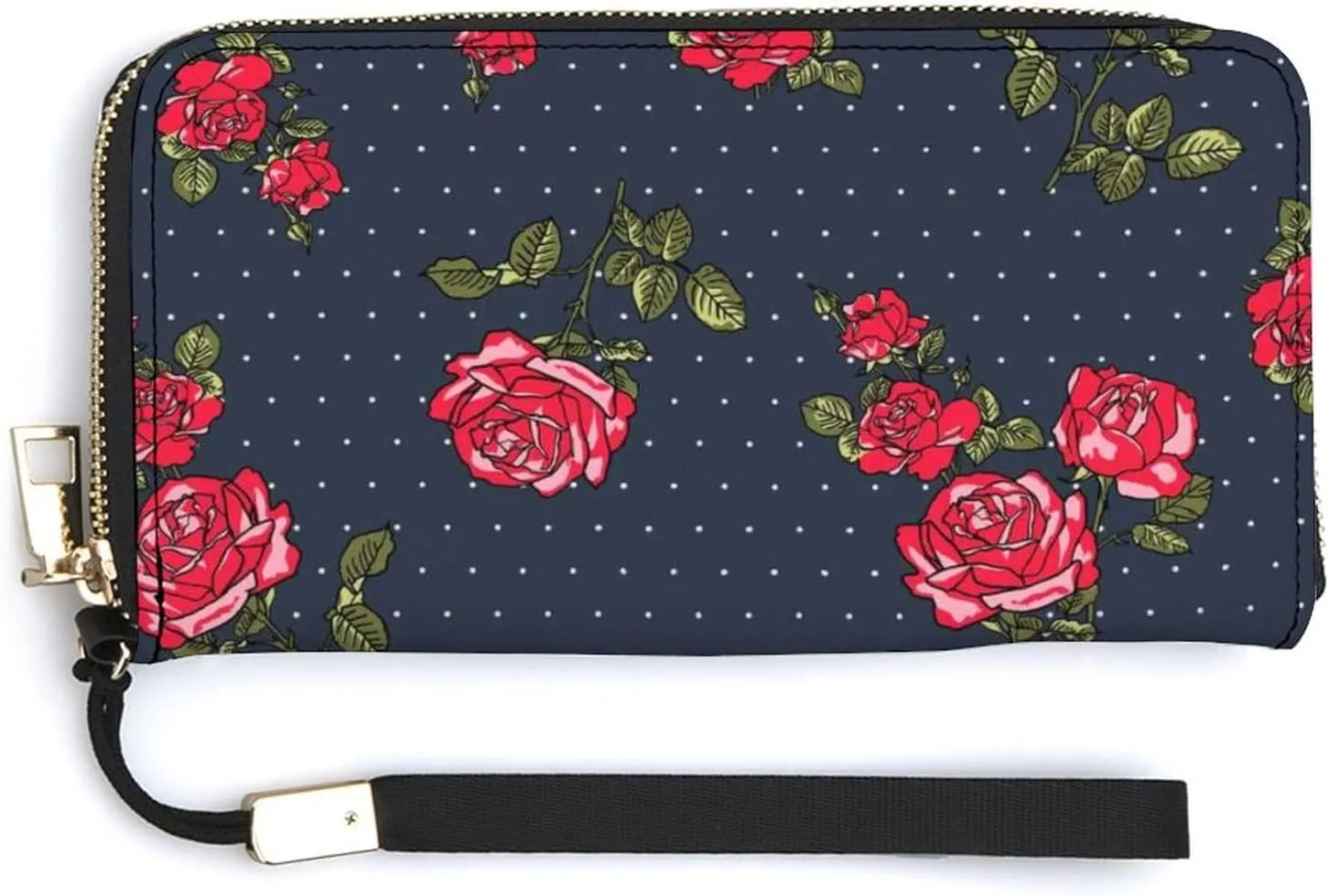 Donnapink Long Clutch Wallet, Long Handbag with Wristlet Strap, PU Leather Zip Purse
