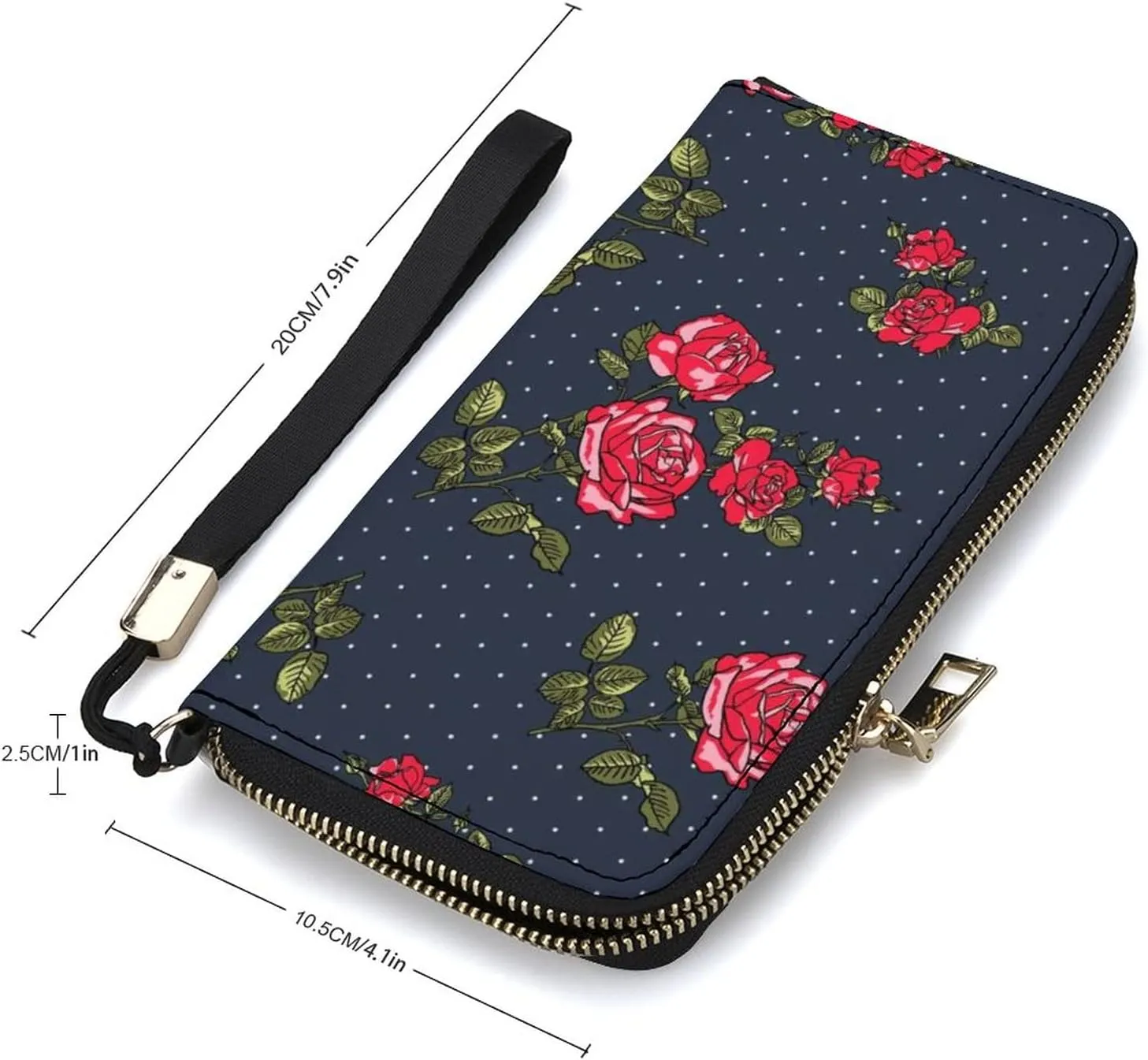 Donnapink Long Clutch Wallet, Long Handbag with Wristlet Strap, PU Leather Zip Purse