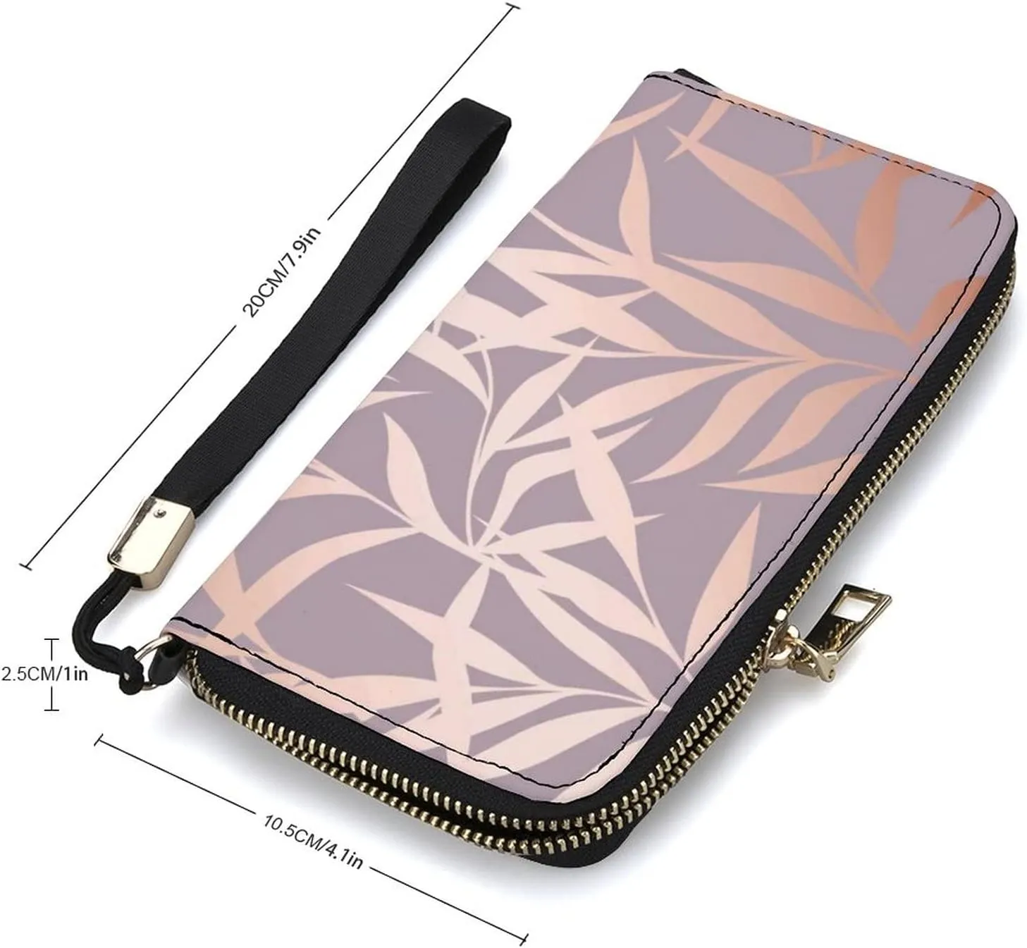 Donnapink Long Clutch Wallet, Long Handbag with Wristlet Strap, PU Leather Zip Purse