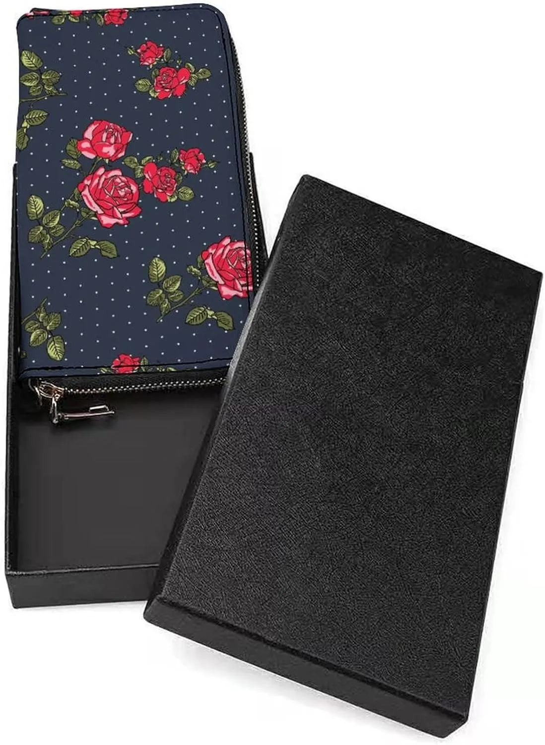 Donnapink Long Clutch Wallet, Long Handbag with Wristlet Strap, PU Leather Zip Purse