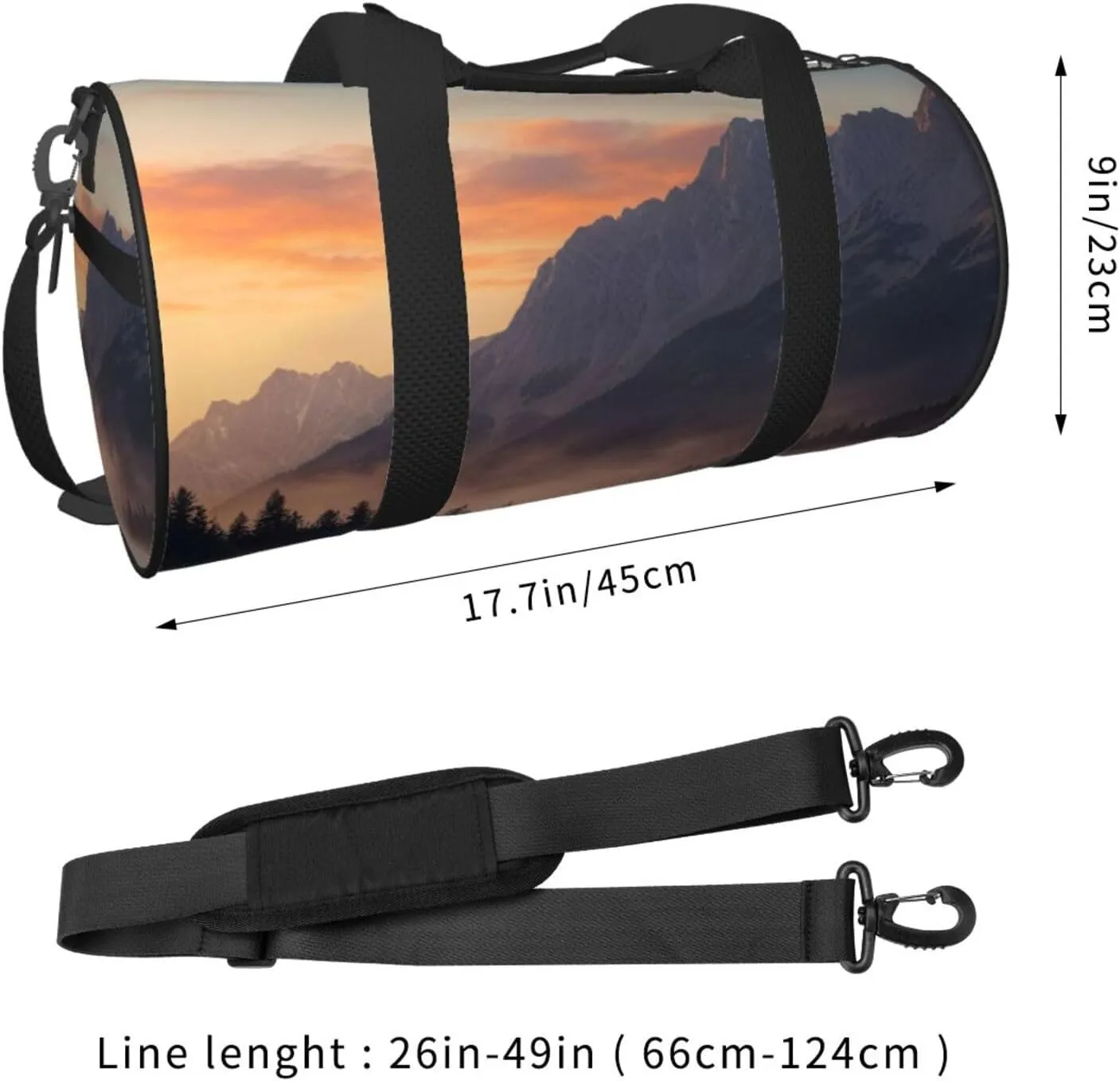 Dreamy Dusk Printed Travel Bag,Round Personal Item Storage bag,Foldie Duffel Bag for Traveling Vacation,Fitness,Sports