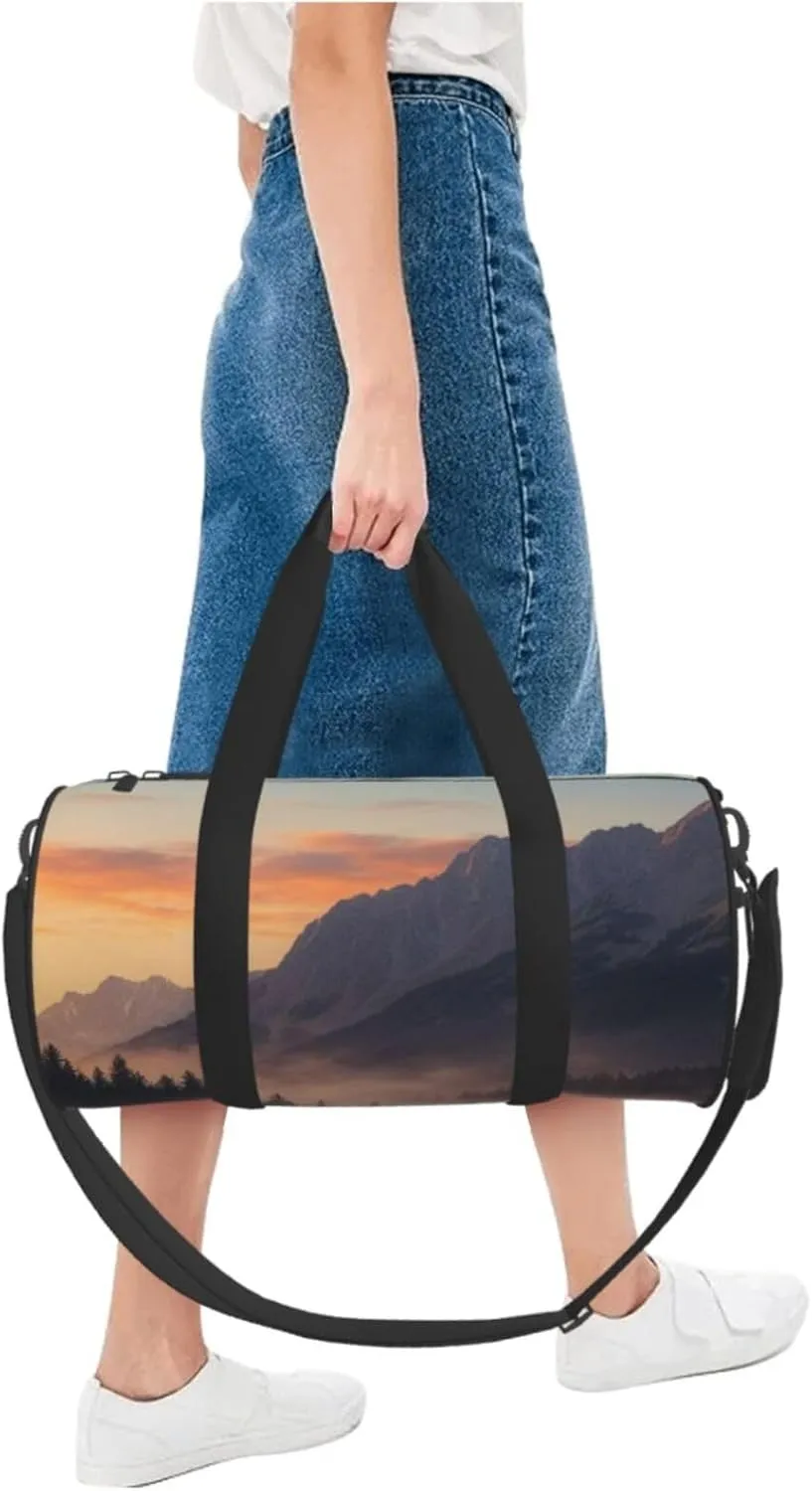 Dreamy Dusk Printed Travel Bag,Round Personal Item Storage bag,Foldie Duffel Bag for Traveling Vacation,Fitness,Sports