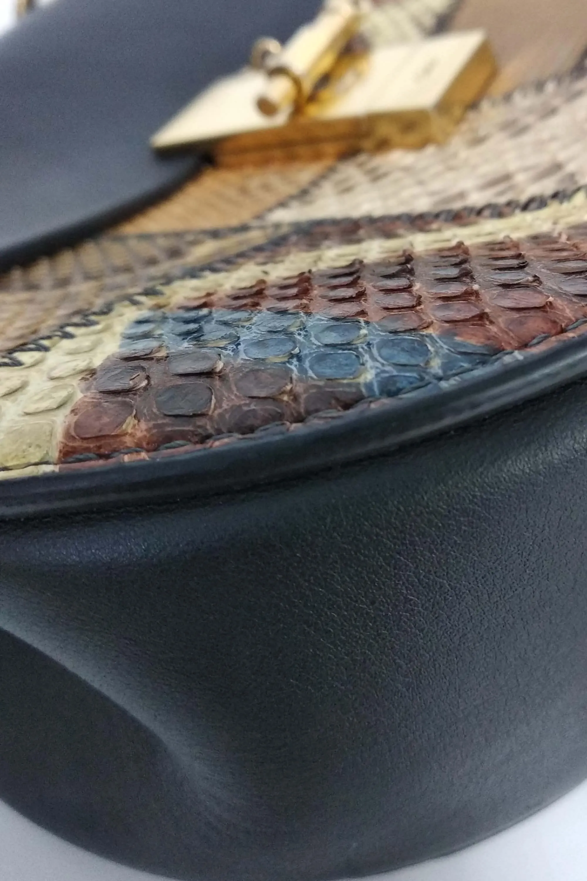 Drew Crossbody Python Trimmed Black Brown