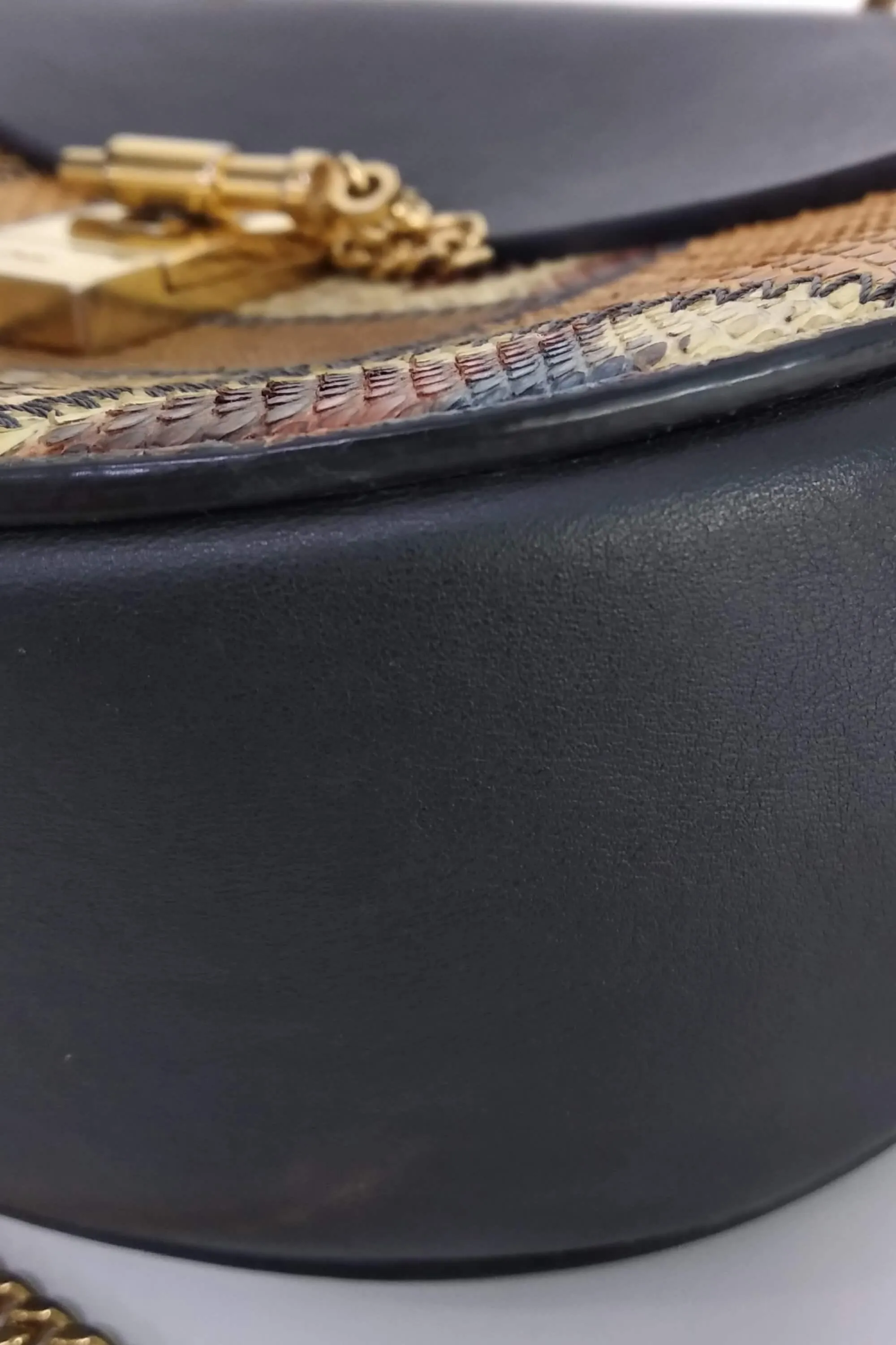 Drew Crossbody Python Trimmed Black Brown