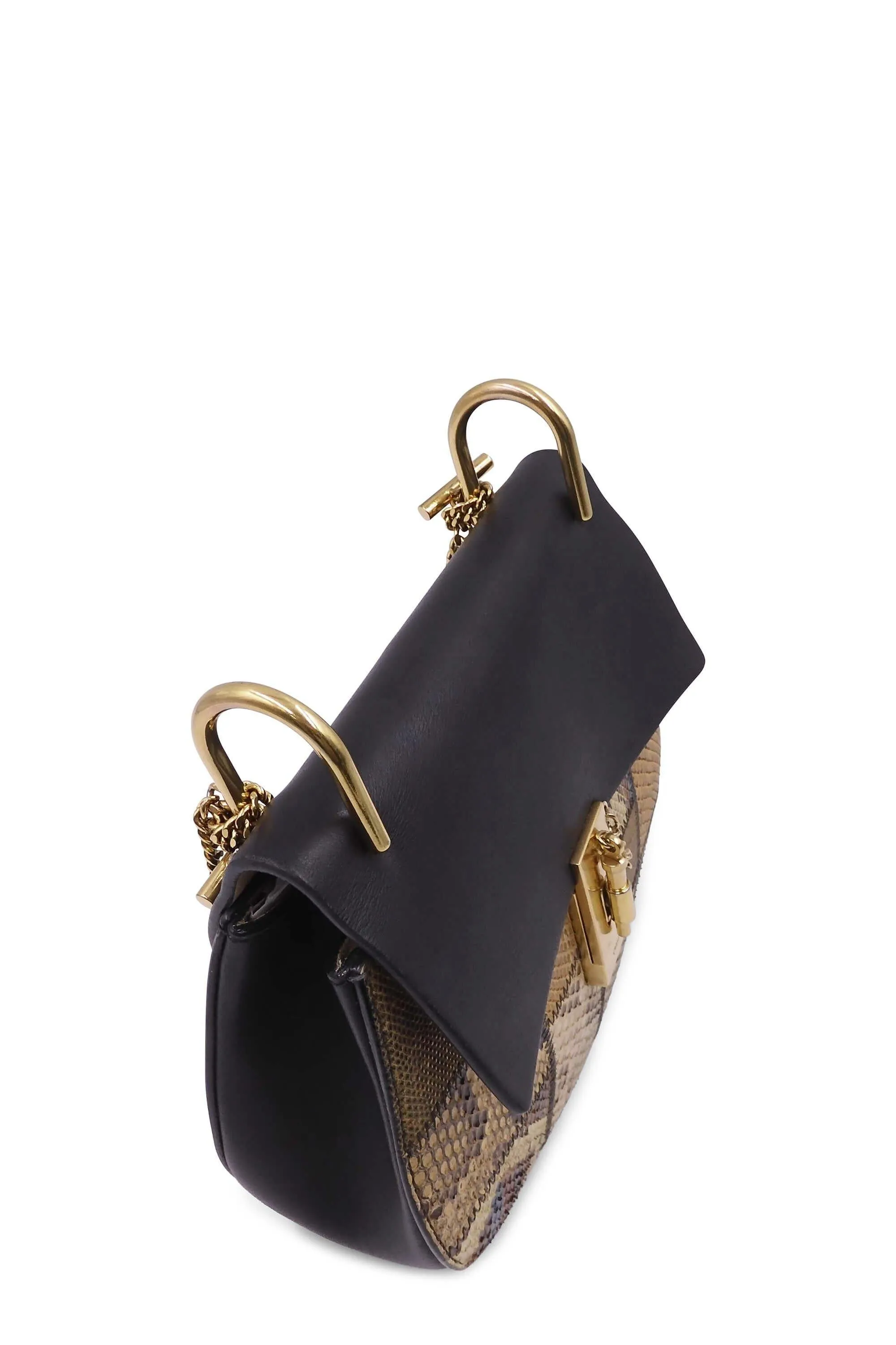 Drew Crossbody Python Trimmed Black Brown