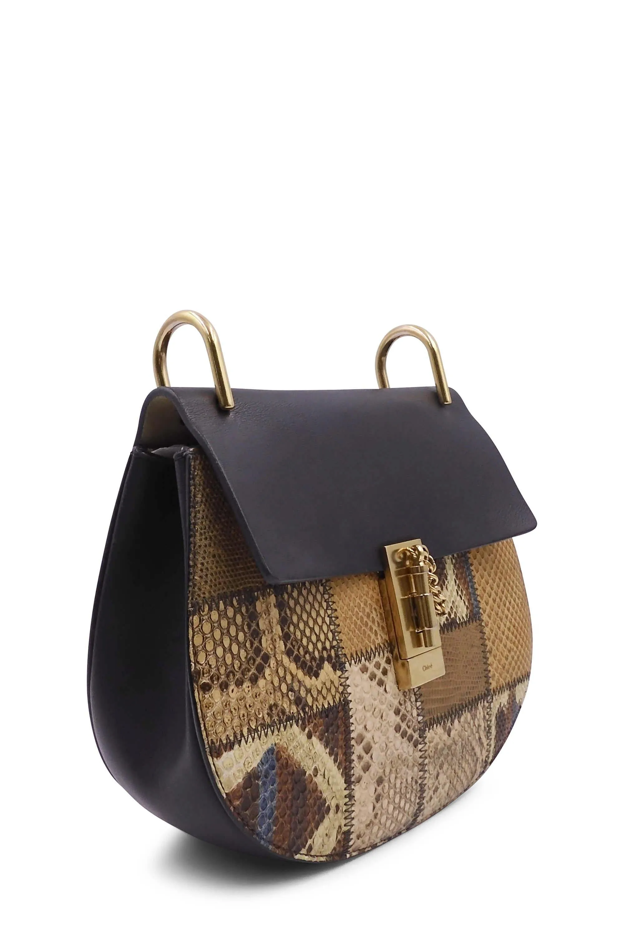 Drew Crossbody Python Trimmed Black Brown