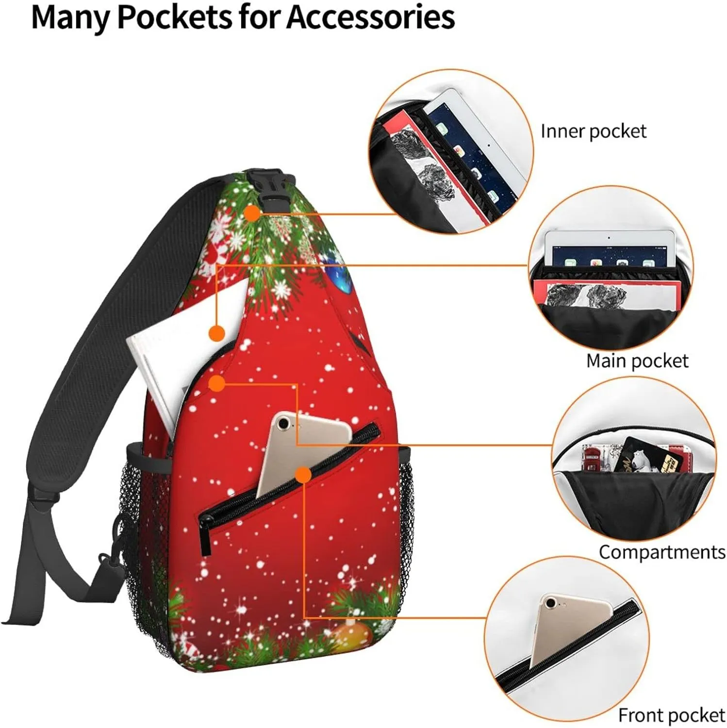 Dujiea Crossbody Backpack For Men Women Sling Bag, Christmas Chest Bag Shoulder Bag Lightweight One Strap Backpack Multipurpose Travel Hiking Daypack