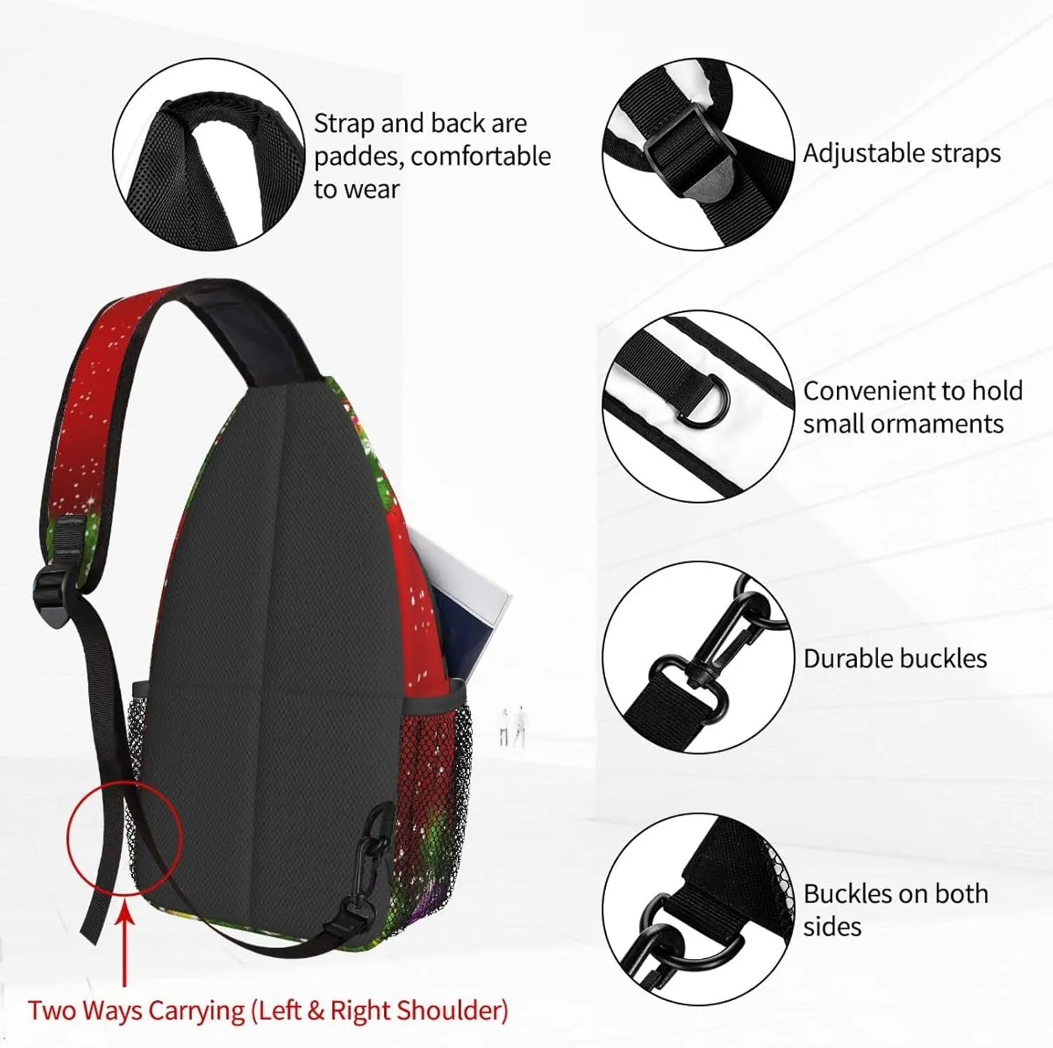 Dujiea Crossbody Backpack For Men Women Sling Bag, Christmas Chest Bag Shoulder Bag Lightweight One Strap Backpack Multipurpose Travel Hiking Daypack
