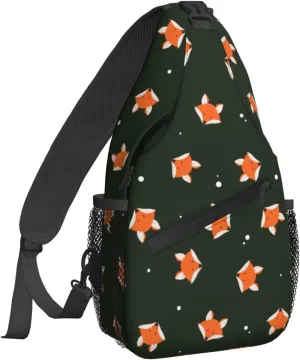 Dujiea Crossbody Backpack For Men Women Sling Bag, Cute Fox Heads Chest Bag Shoulder Bag Lightweight One Strap Backpack Multipurpose Travel Hiking Daypack