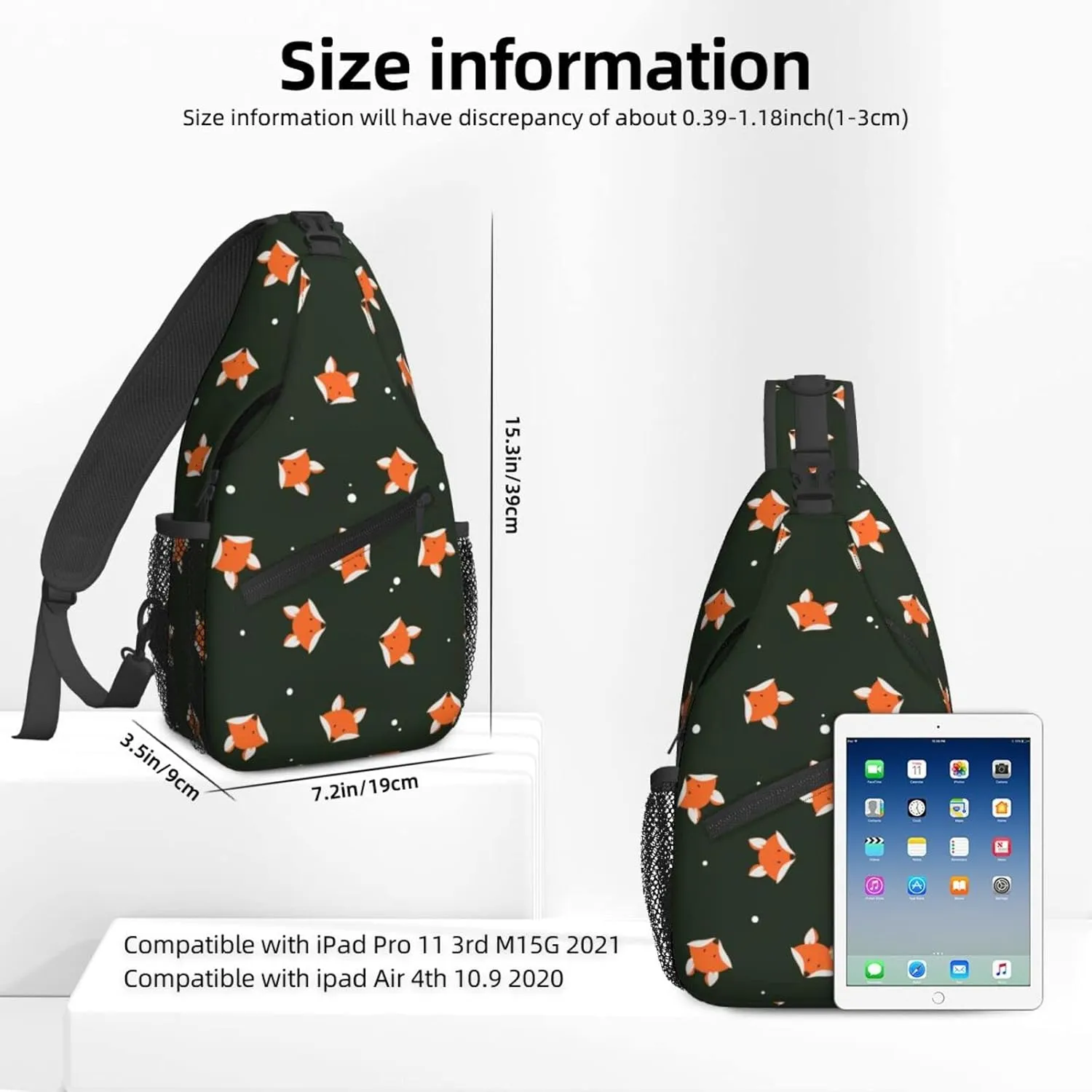 Dujiea Crossbody Backpack For Men Women Sling Bag, Cute Fox Heads Chest Bag Shoulder Bag Lightweight One Strap Backpack Multipurpose Travel Hiking Daypack