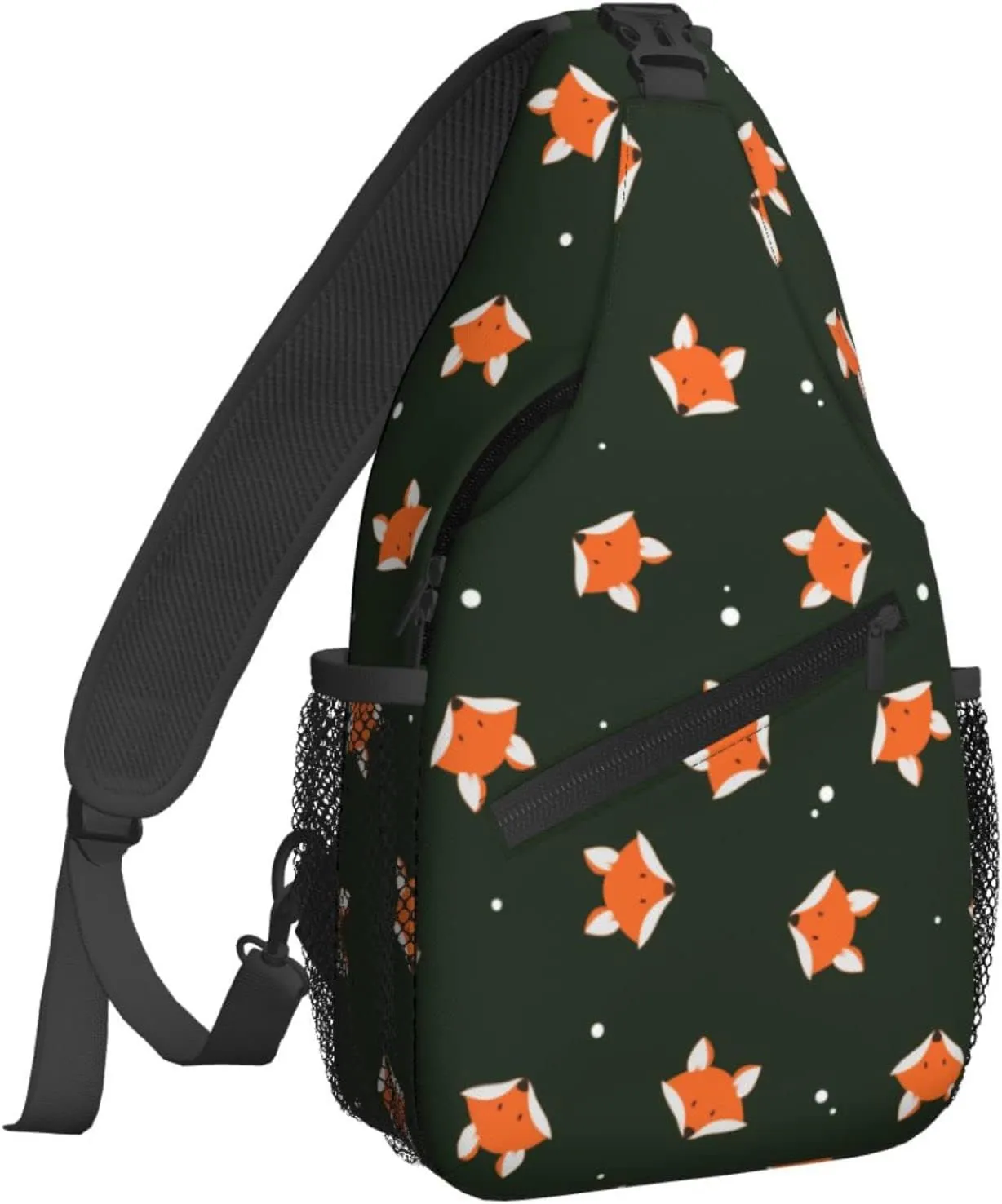 Dujiea Crossbody Backpack For Men Women Sling Bag, Cute Fox Heads Chest Bag Shoulder Bag Lightweight One Strap Backpack Multipurpose Travel Hiking Daypack