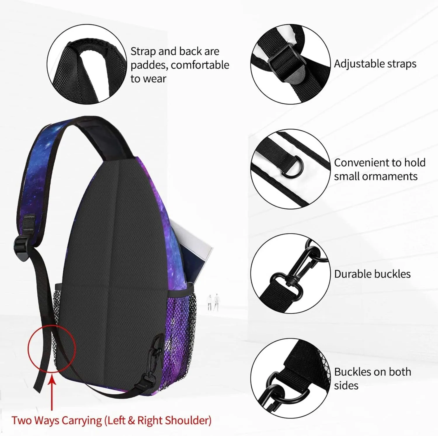 Dujiea Crossbody Backpack For Men Women Sling Bag, Star Galaxy Chest Bag Shoulder Bag Lightweight One Strap Backpack Multipurpose Travel Hiking Daypack