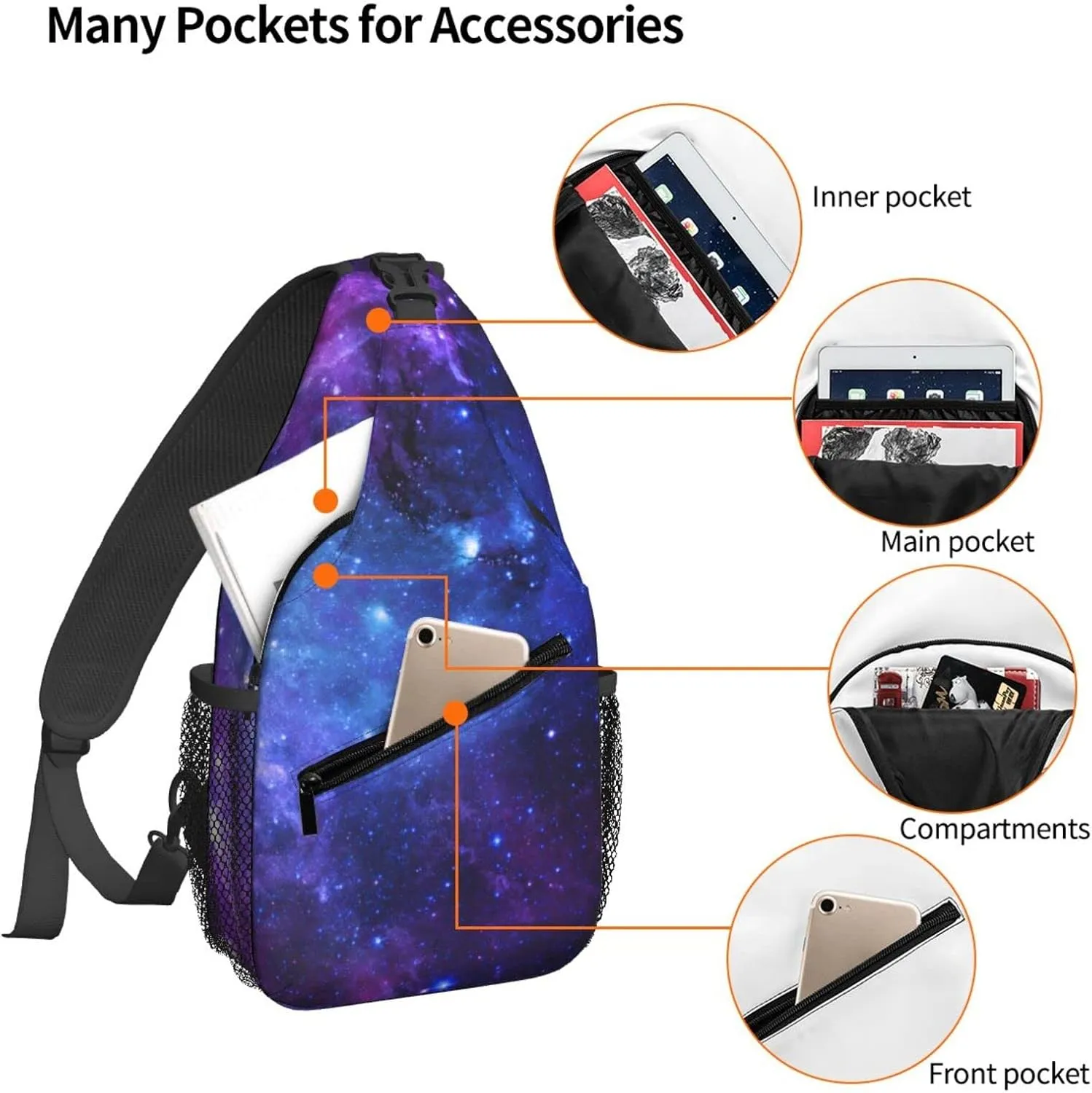 Dujiea Crossbody Backpack For Men Women Sling Bag, Star Galaxy Chest Bag Shoulder Bag Lightweight One Strap Backpack Multipurpose Travel Hiking Daypack