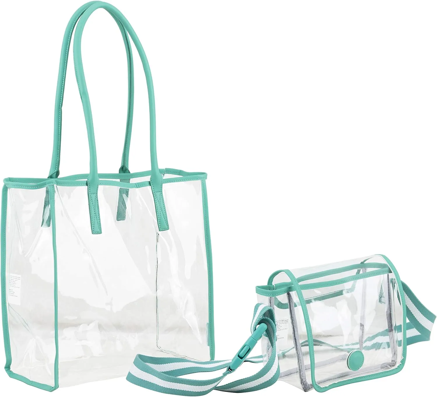 Eastsport Clear Handbag Bundle Set, Heavy Duty PVC Transparent See Through Daypack Tote Bag for College Workplace