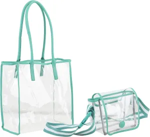 Eastsport Clear Handbag Bundle Set, Heavy Duty PVC Transparent See Through Daypack Tote Bag for College Workplace