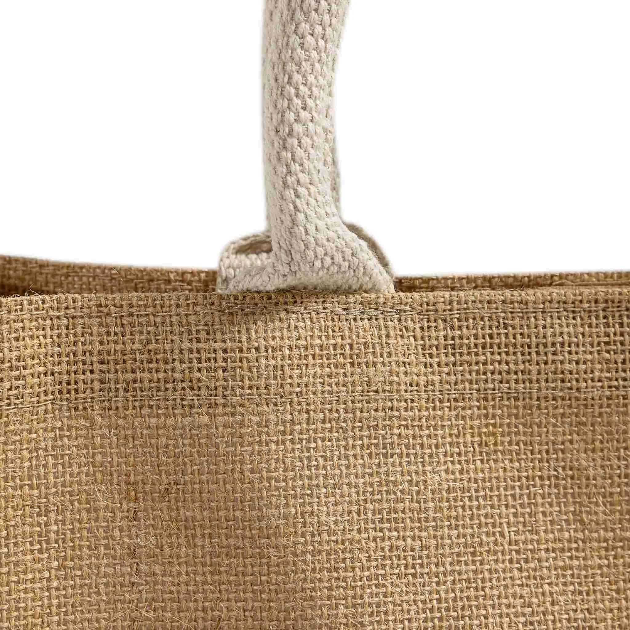Easy-to-Decorate Jute Tote Bags with Canvas Front Pocket - TJ314