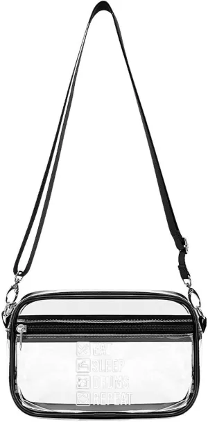 EAT Sleep Drum Repeat Clear Stadium Crossbody Bag Small Shoulder Purse Adjustable Strap Handbag for Women Men